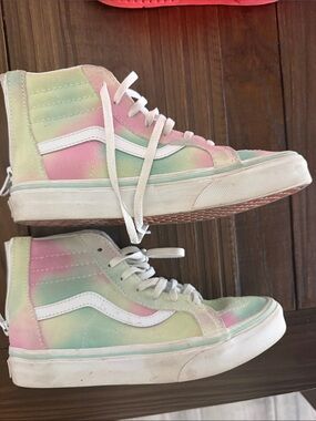 Pastel Tie-Dye High-Top Sneakers - White Accent